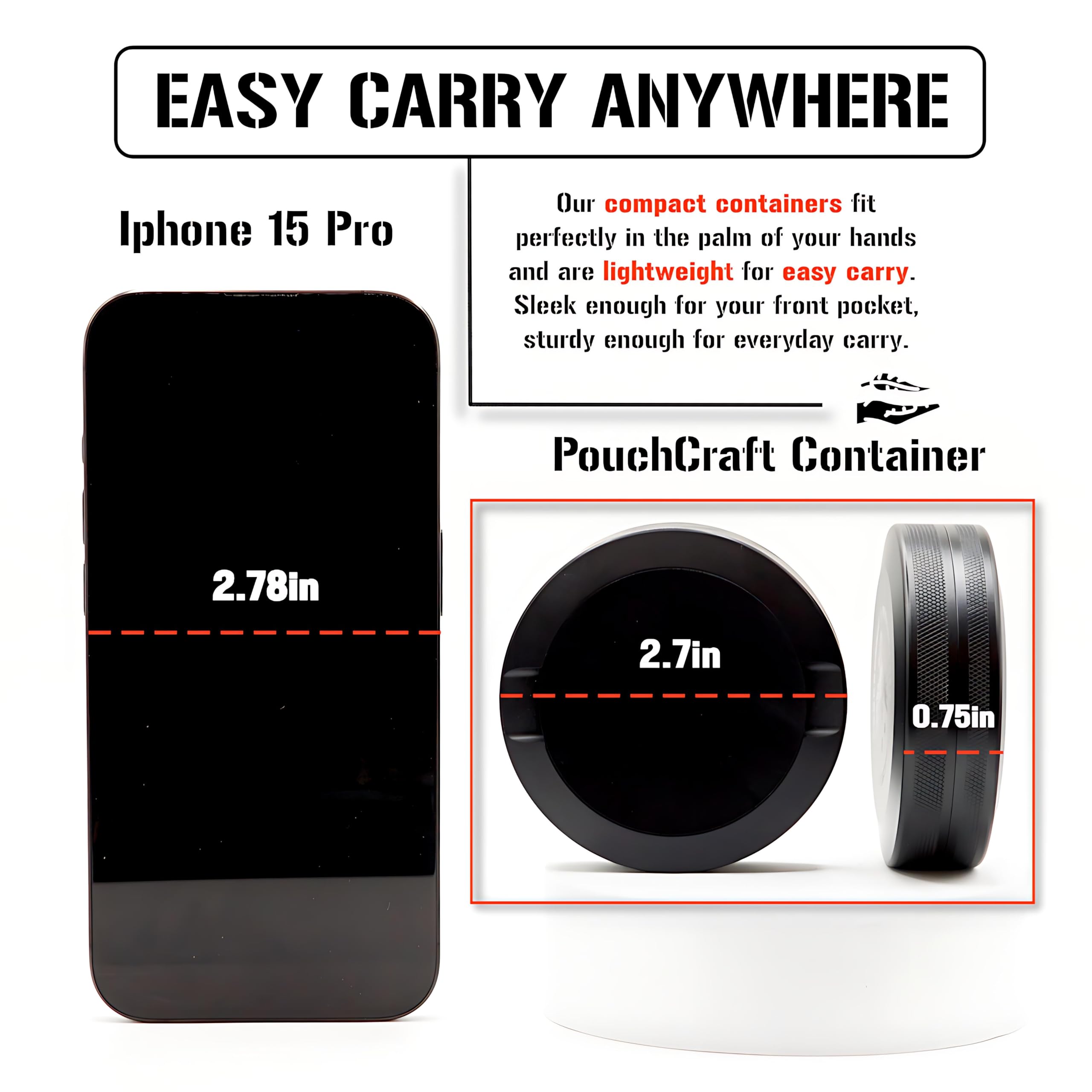 PouchCraft metal can with airtight O-ring to keep contents fresh.
