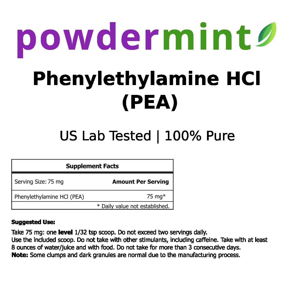 powdermint Phenylethylamine HCl 500g container for bulk supply and dosing.