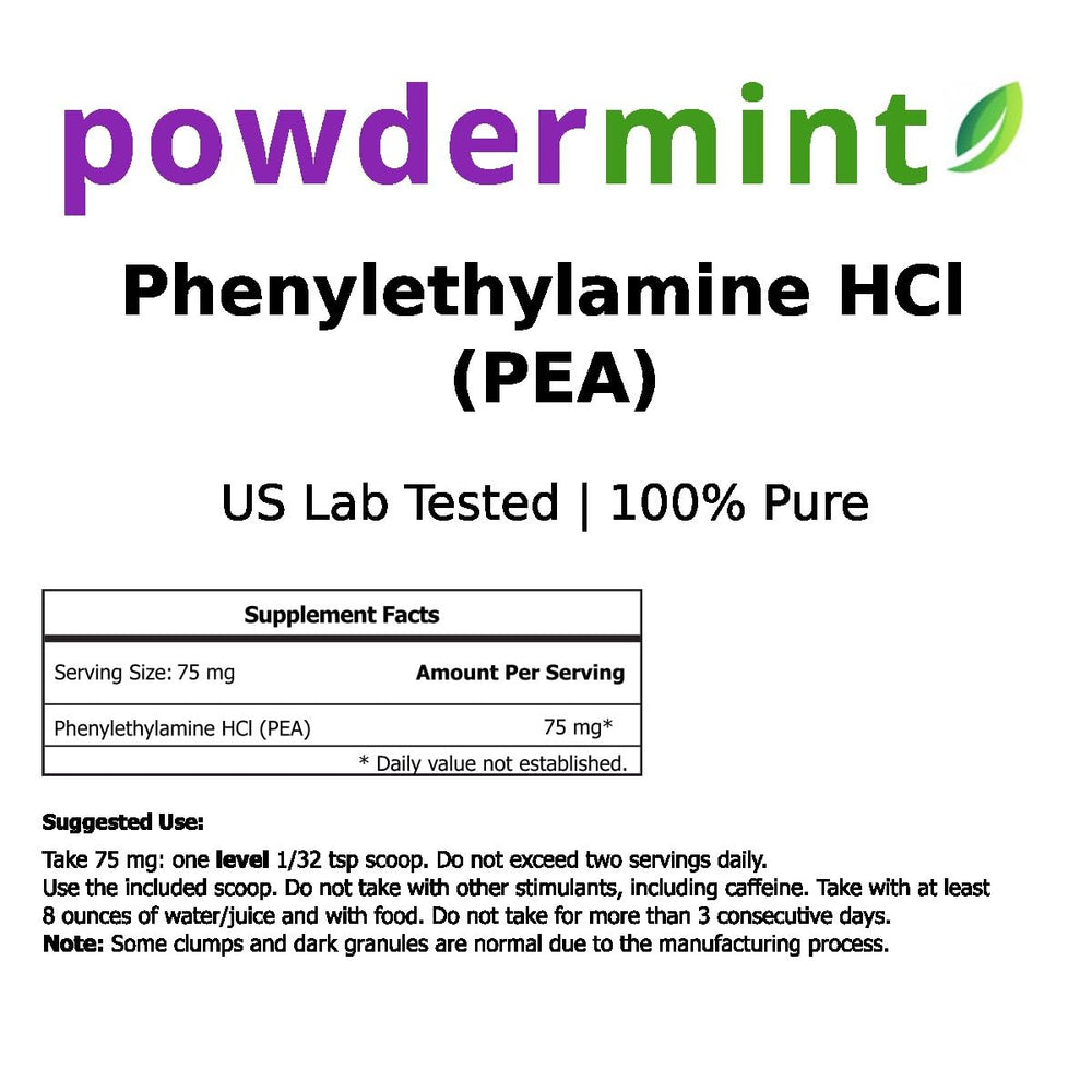 powdermint Phenylethylamine HCl 500g container for bulk supply and dosing.