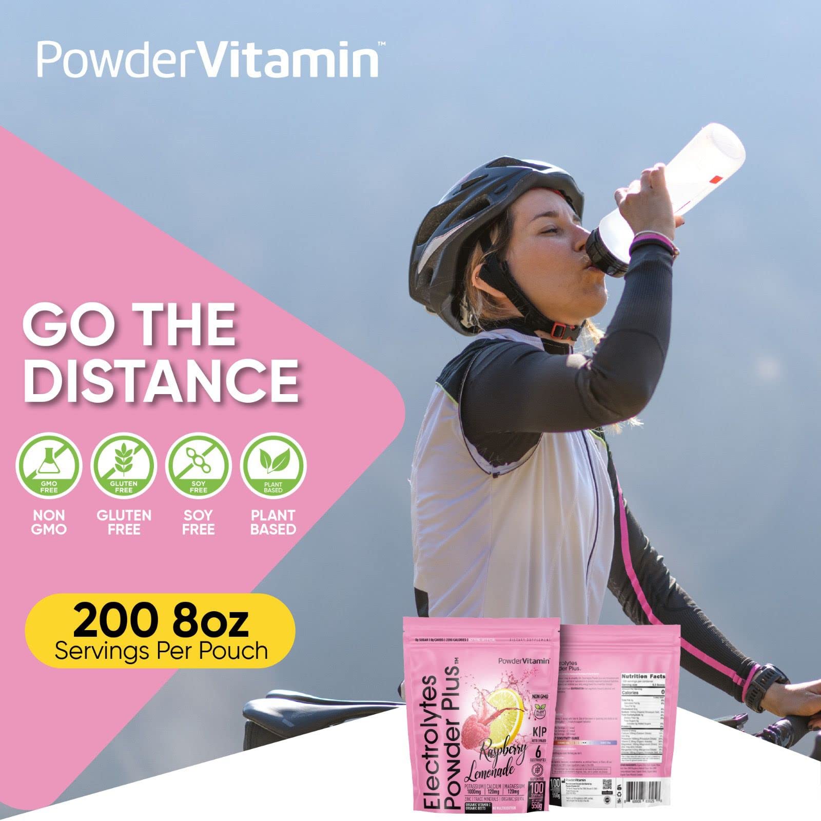 PowderVitamin Electrolytes Plus scoop with powder, easy pre-workout mix