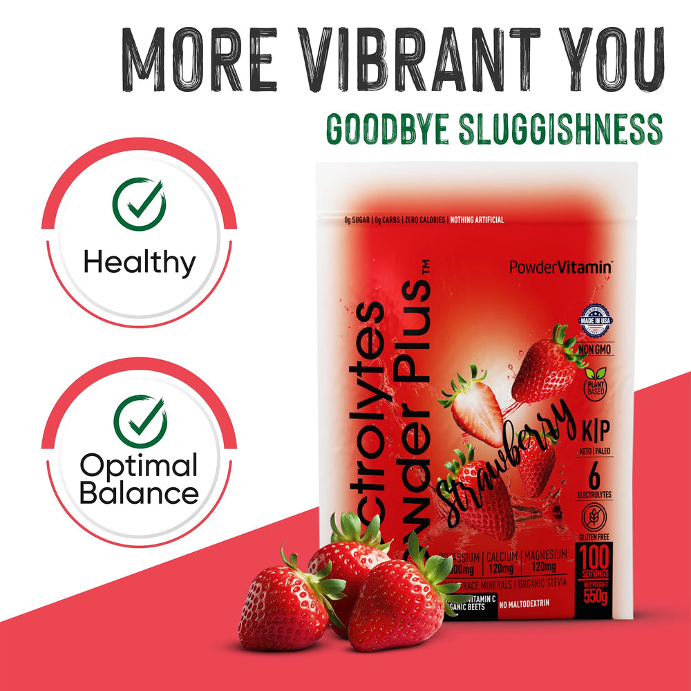 PowderVitamin Electrolytes Plus on-the-go bottle for travel or workouts.