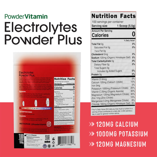 PowderVitamin Electrolytes Plus Strawberry mixed in water for a refreshing, zero-calorie drink.