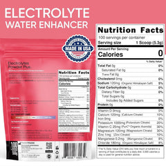 PowderVitamin Electrolytes Powder Plus Raspberry glass of water ready to drink during travel.