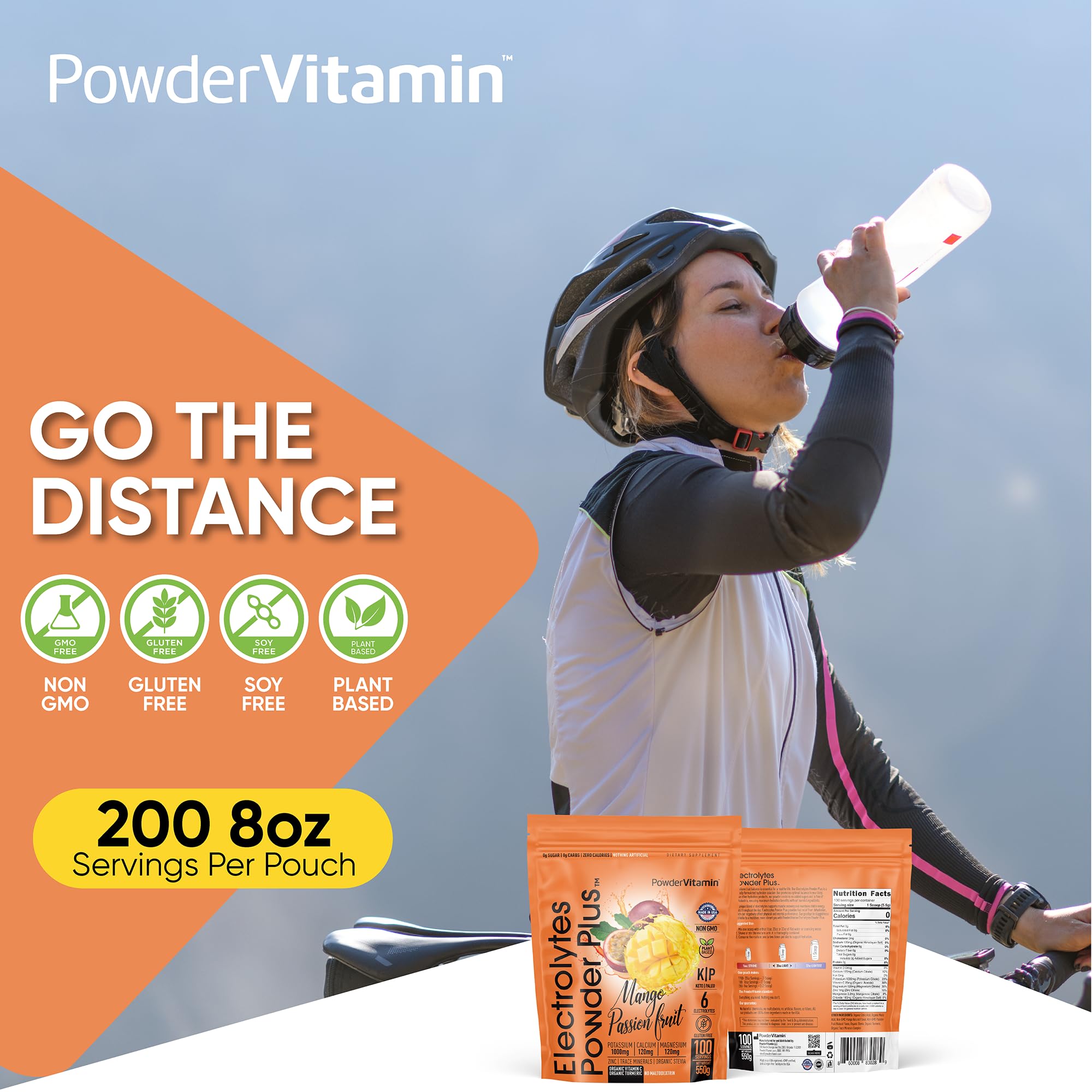 PowderVitamin Electrolytes Plus glass with stirred drink demonstrating keto-friendly hydration
