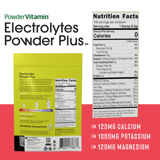 Pouring PowderVitamin Electrolytes Plus into water shows quick mixability.