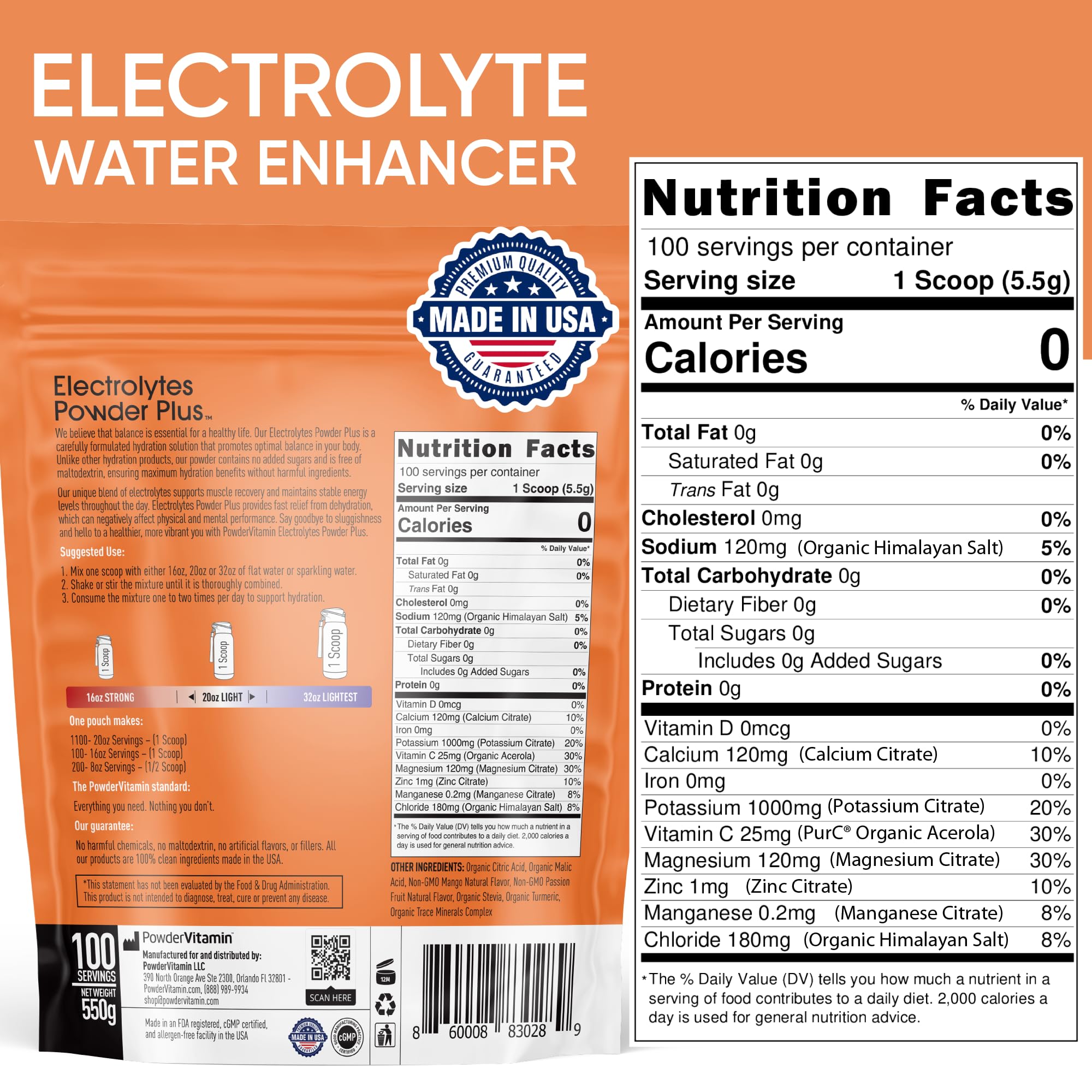 PowderVitamin Electrolytes Plus unopened pouch for convenient travel hydration