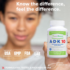 Power By Naturals ADK 10 gluten-free non GMO claim