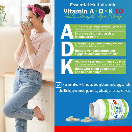 Power By Naturals ADK10 capsules closeup highlights vegetarian capsules.