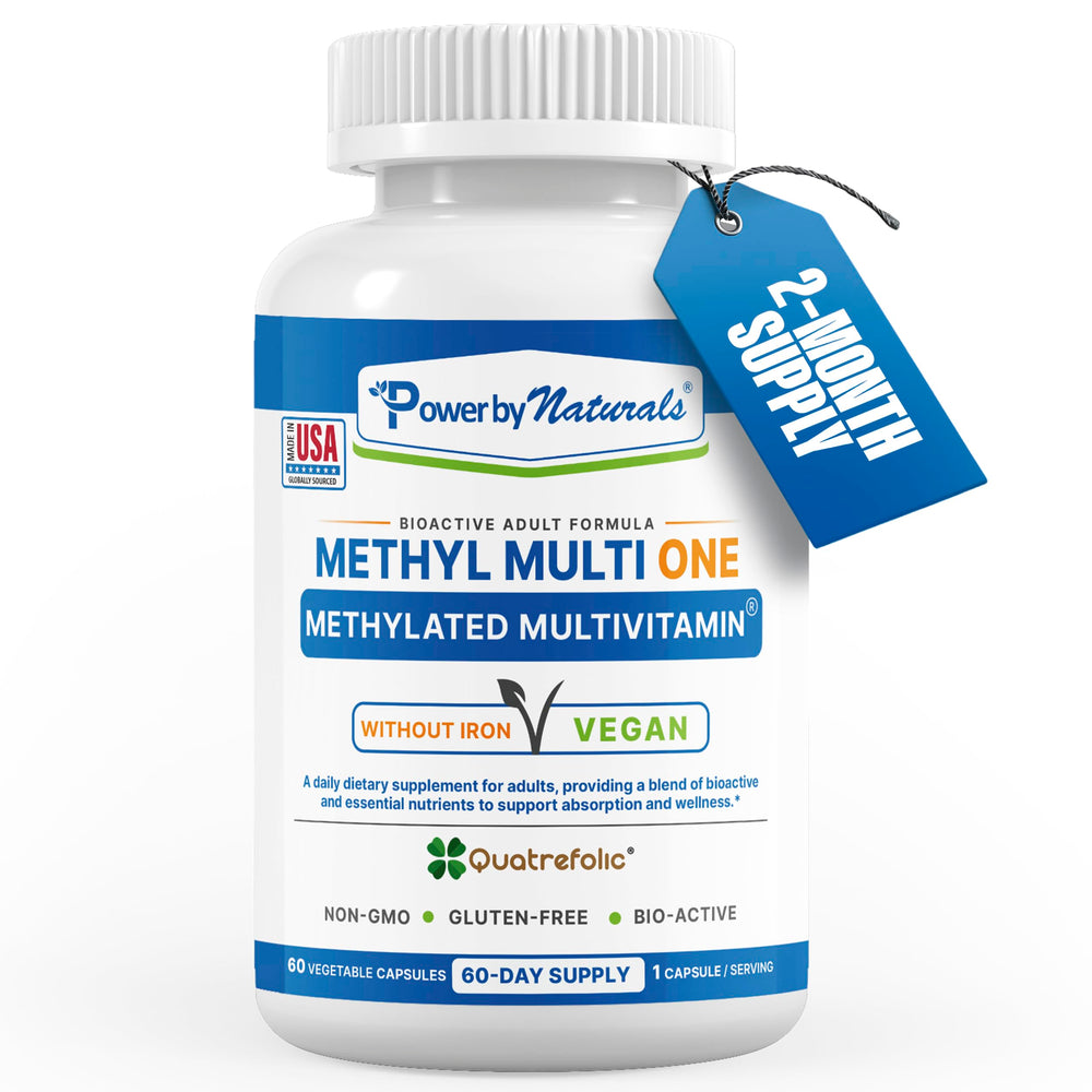 Power By Naturals Methyl Multi One bottle front view highlighting iron-free daily nutrition