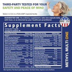 Power By Naturals Methyl Multi One ingredient panel highlighting 5-MTHF and CoQ10