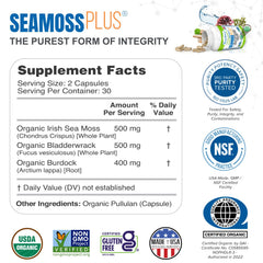 Power By Naturals Sea Moss Plus capsules shown for convenient daily use