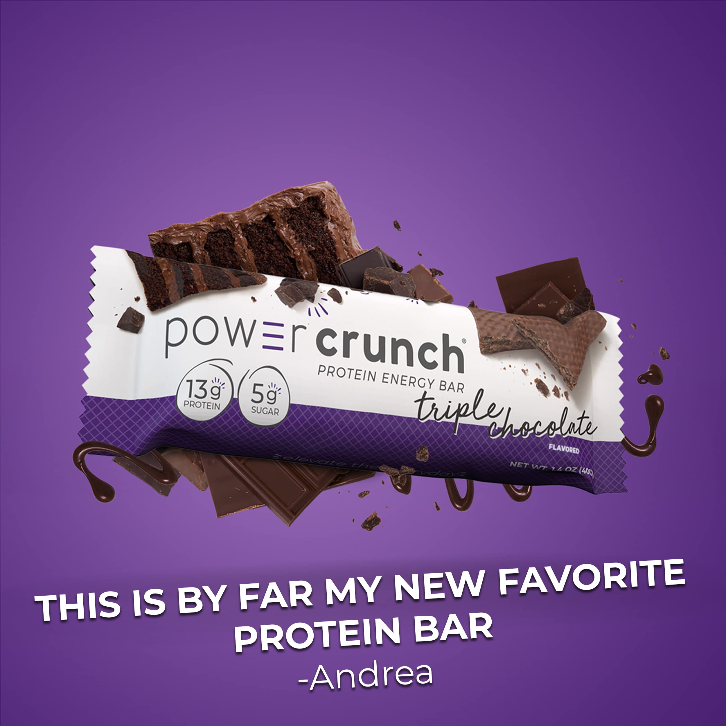 Power Crunch Chocolate Mint flavor delivers rich chocolate with refreshing mint.