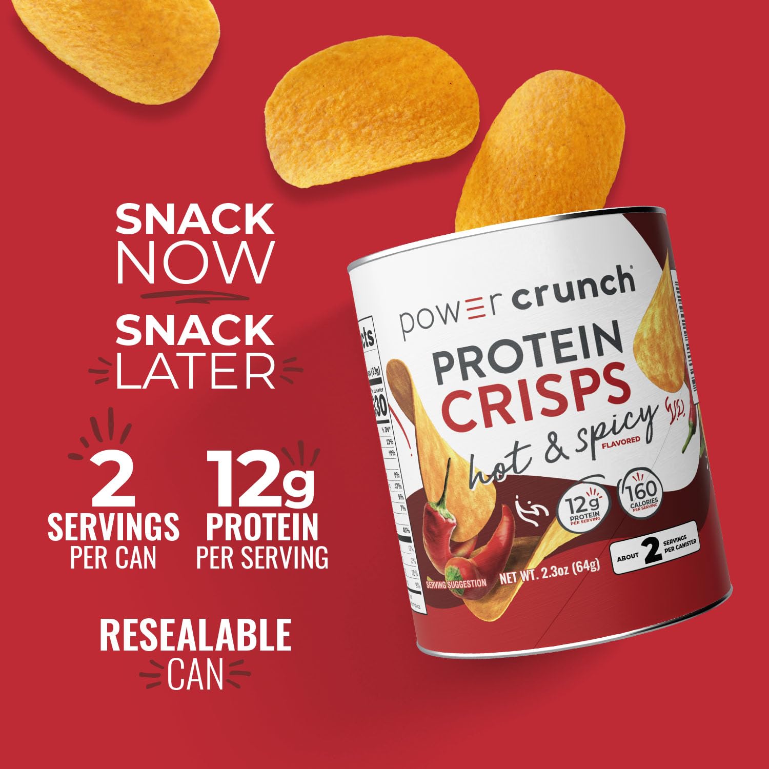Power Crunch CRISPS Hot & Spicy seasoning detail highlighting bold flavor.