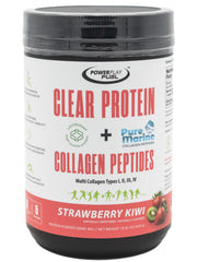 POWER PLAY FUEL Clear Protein bottle pouring for refreshing post-workout hydration.