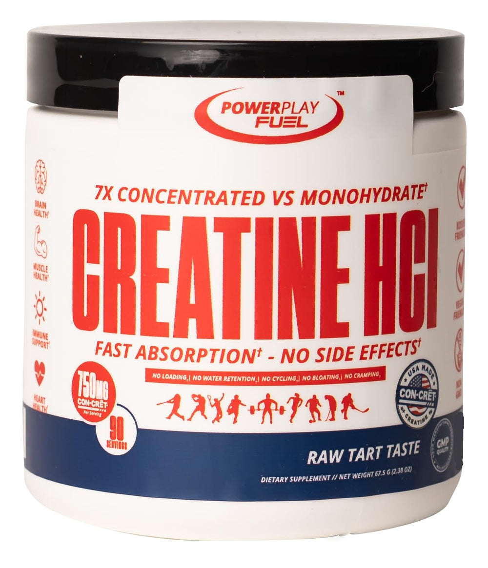 POWER PLAY FUEL Creatine HCl powder front label highlights lean muscle support.