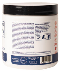Scoop and cup with POWER PLAY FUEL Creatine HCl powder for faster absorption.