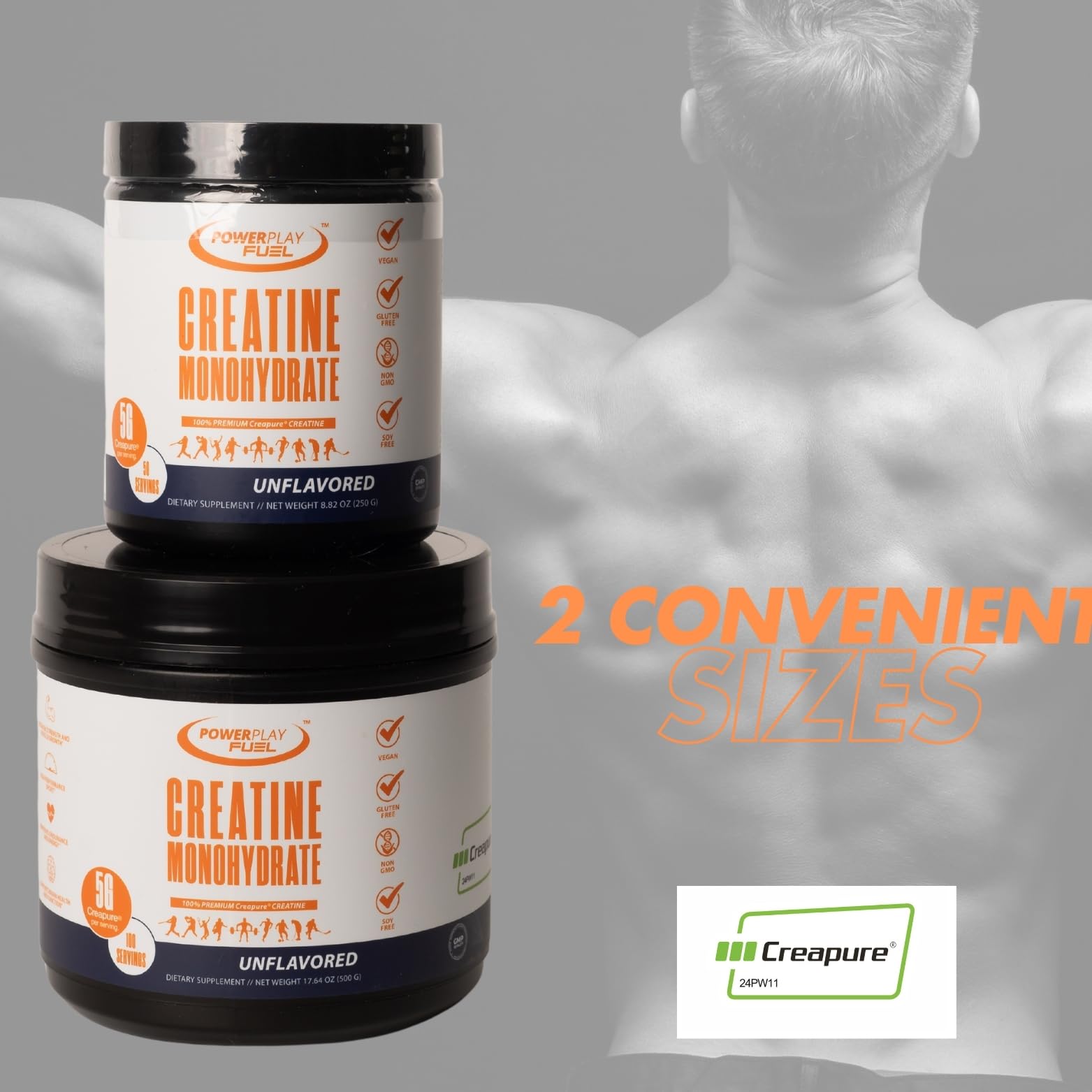 Power Play Fuel creatine monohydrate powder scoop for precise serving.