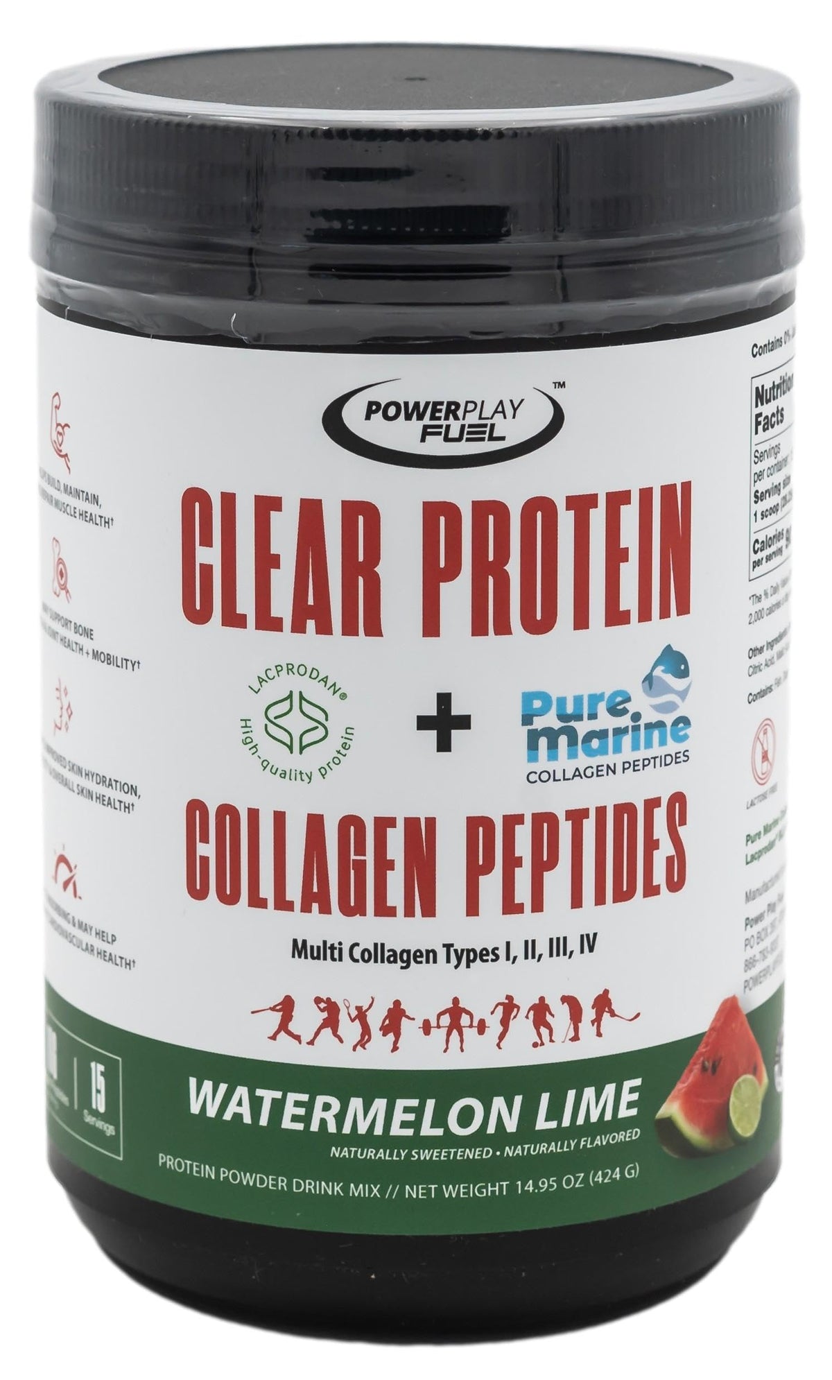 Power Play Fuel Watermelon Lime Clear Protein bottle pour for refreshing hydration