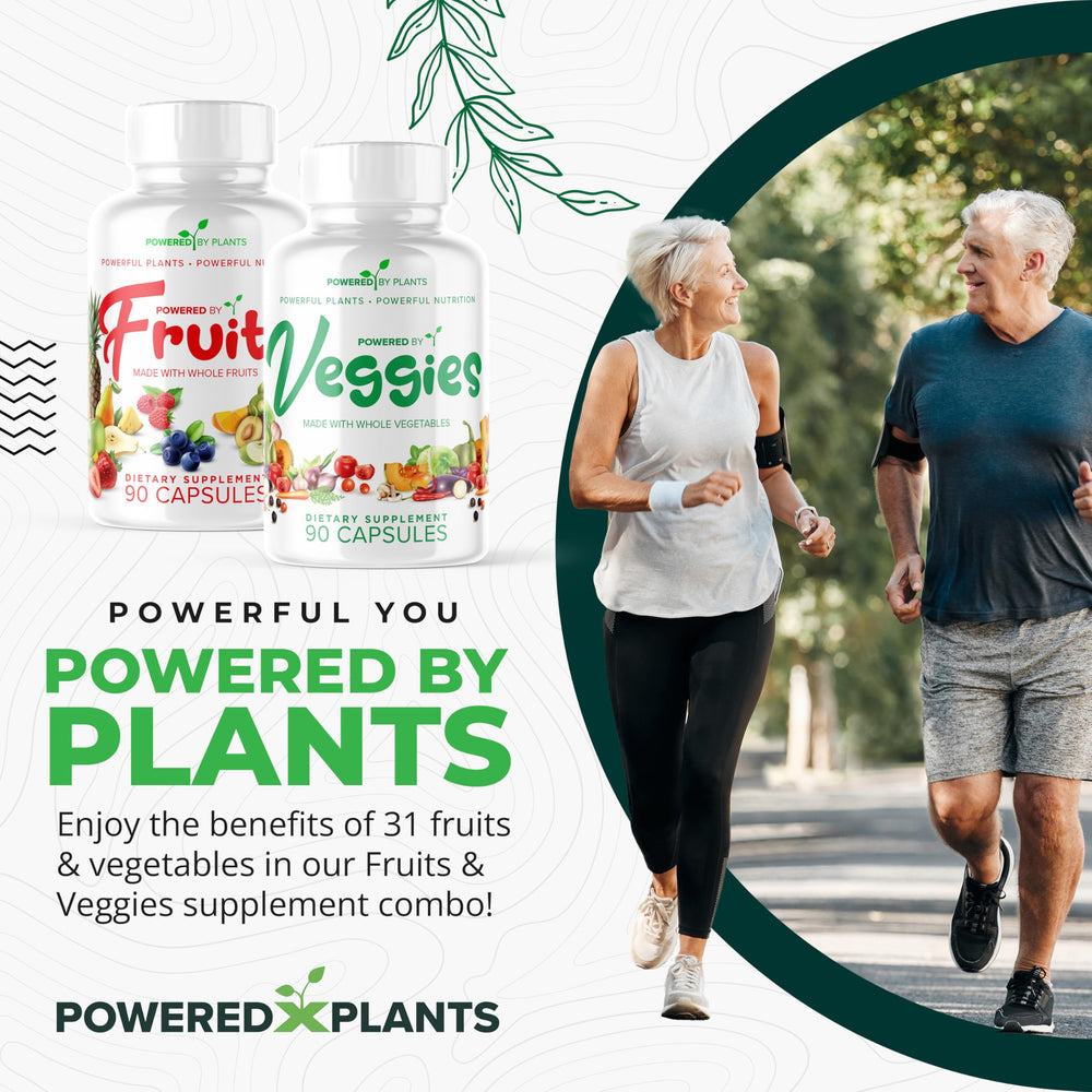 Powered X Plants bottle side angle showing compact daily supplement