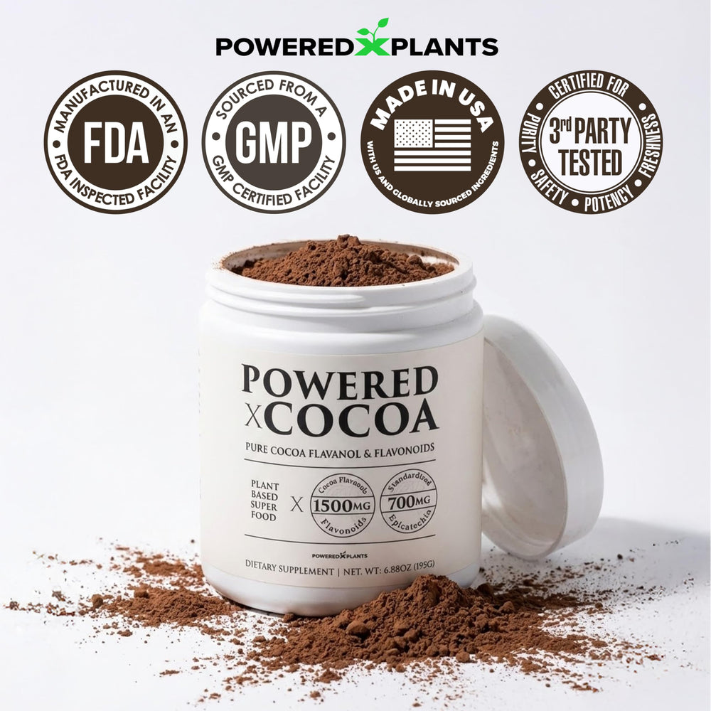 Powered X Plants vegan, gluten-free label on packaging.