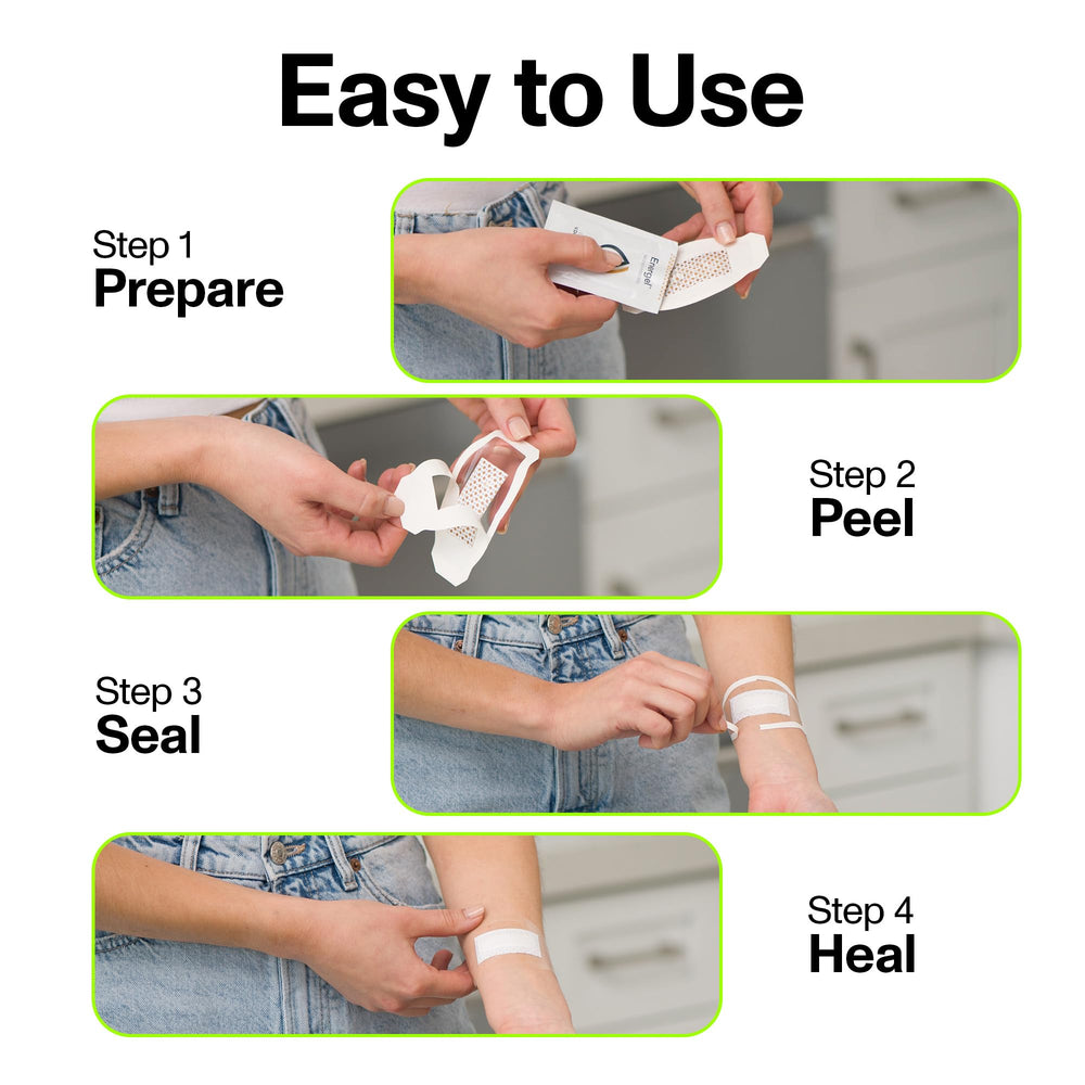 PowerHeal bandage on skin application demonstrating easy placement.
