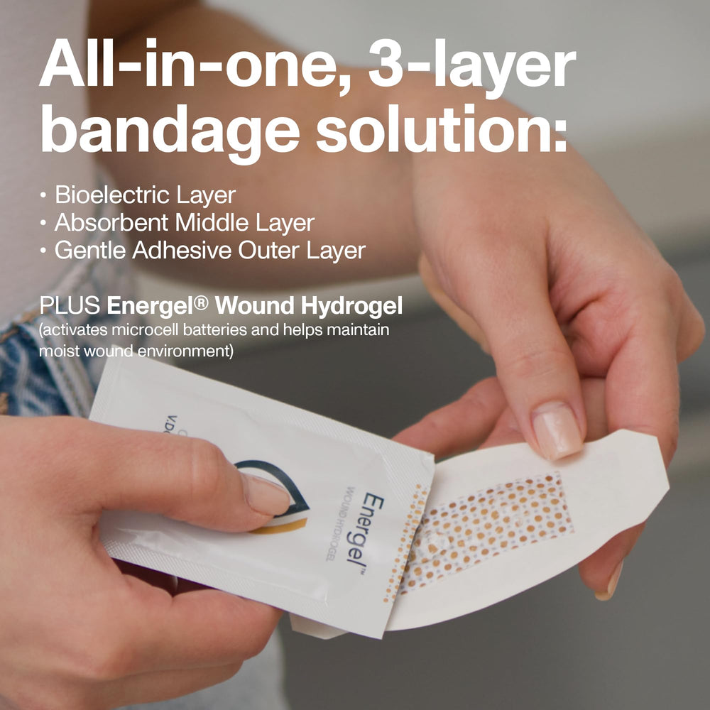 PowerHeal Energel hydrogel activates the bandage and maintains moisture.