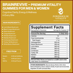 Powerhouse Vitality BrainRevive bottle pour showing easy daily dosing
