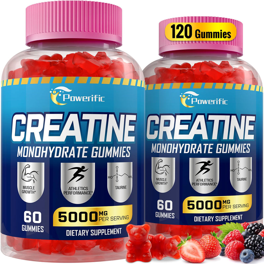 Powerific Creatine Monohydrate Gummies bottle for convenient pre-workout energy.