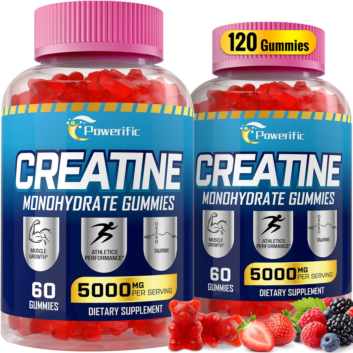 Powerific Creatine Monohydrate Gummies bottle for convenient pre-workout energy.