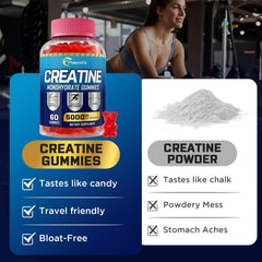 Gummies displayed with supplement facts panel nearby.