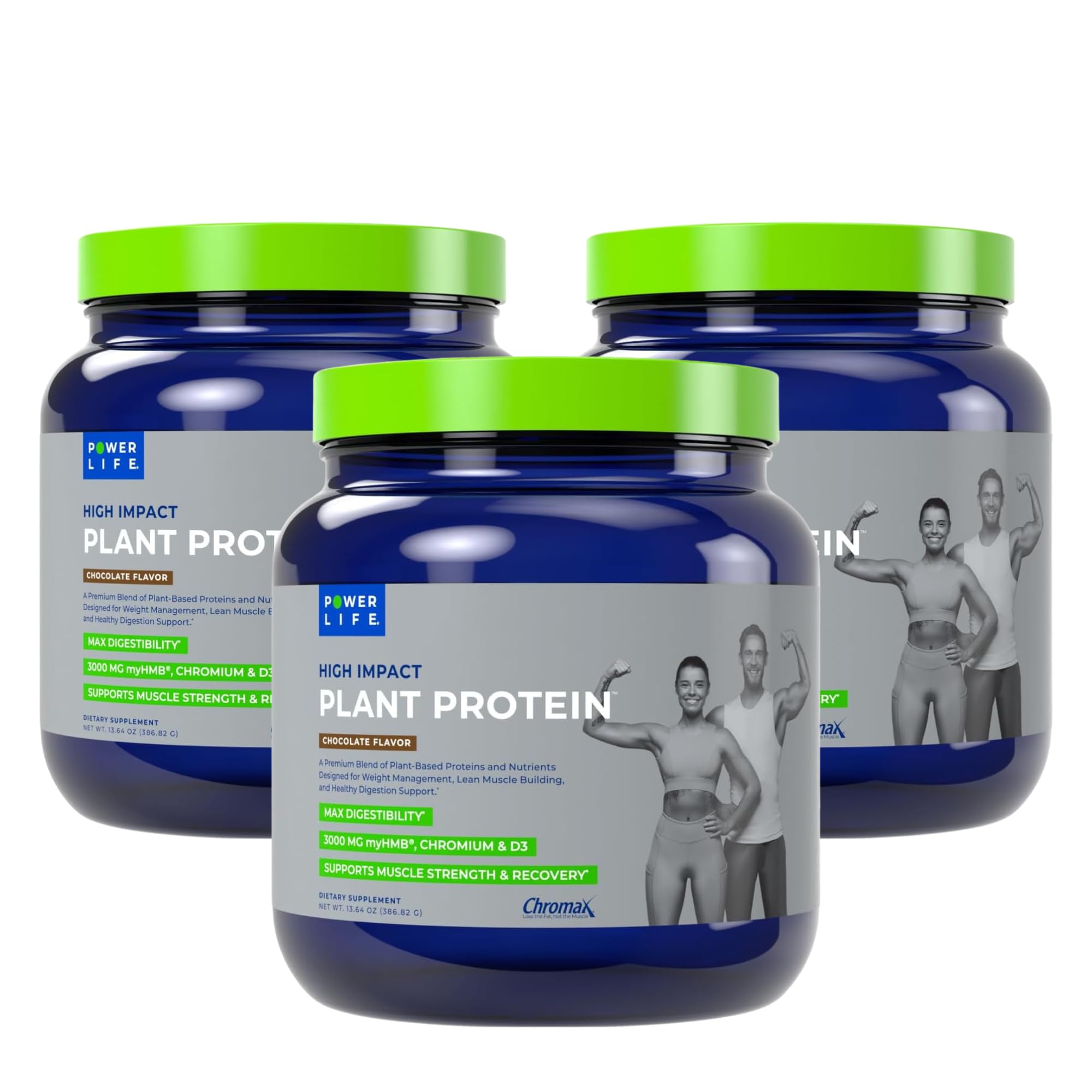 POWERLIFE High Impact Plant Protein Chocolate tub for post-workout recovery.