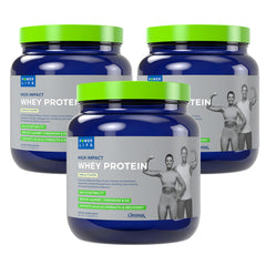 PowerLife High Impact whey bottle pour, showcasing smooth vanilla shake for post-workout support