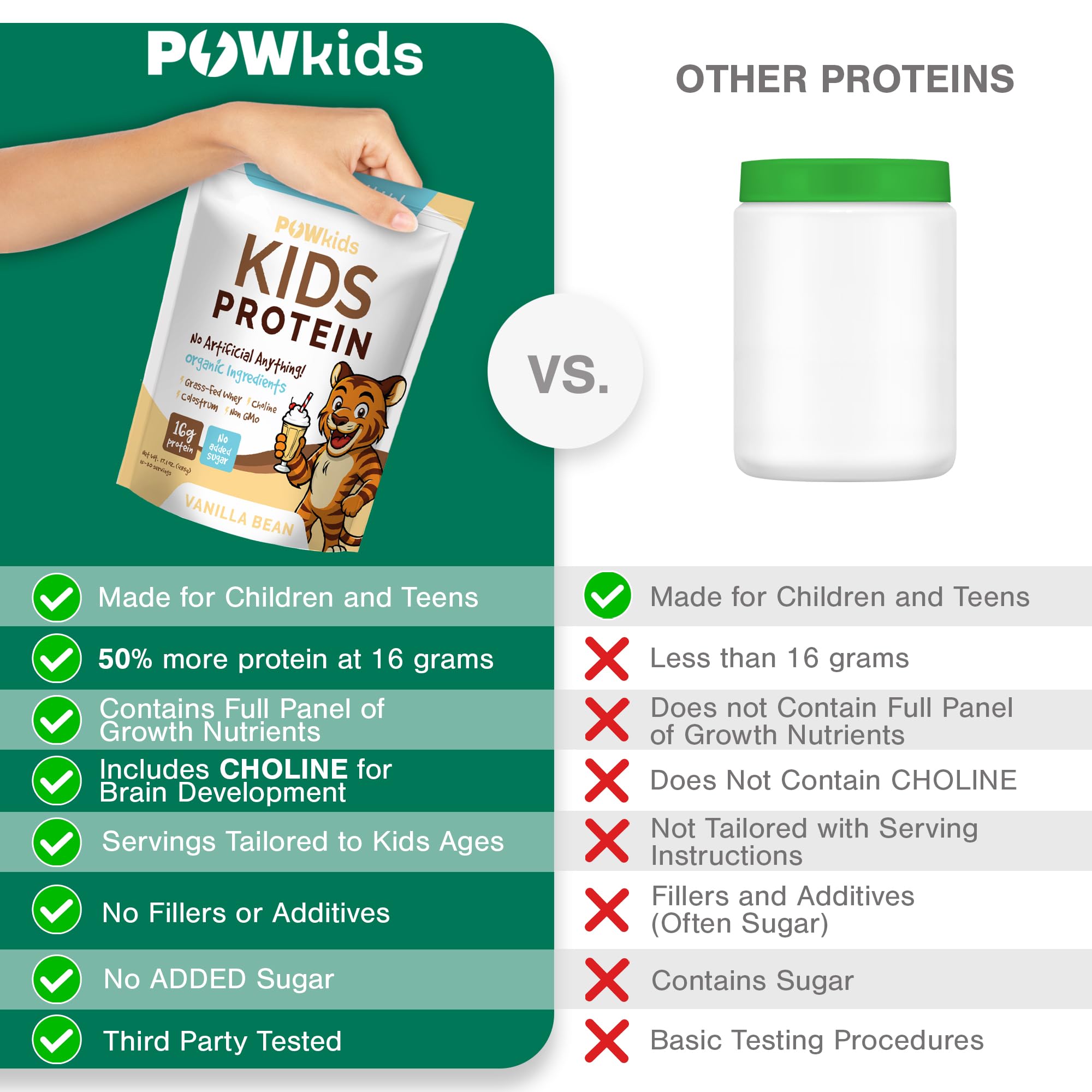 POWkids brain-health ingredient graphic highlights choline for development and focus.