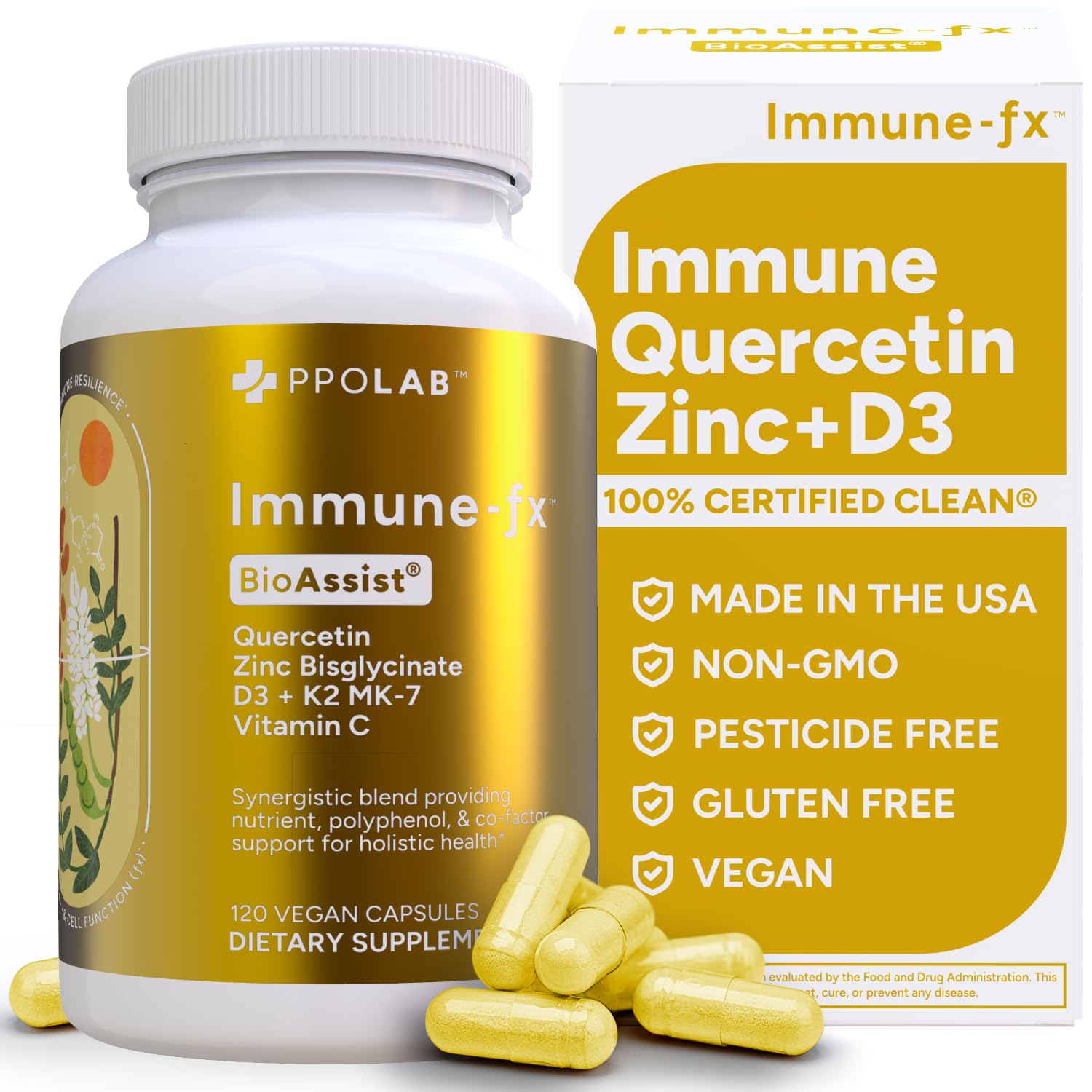 PPO Lab Immune-fx bottle front for daily immune support in one capsule