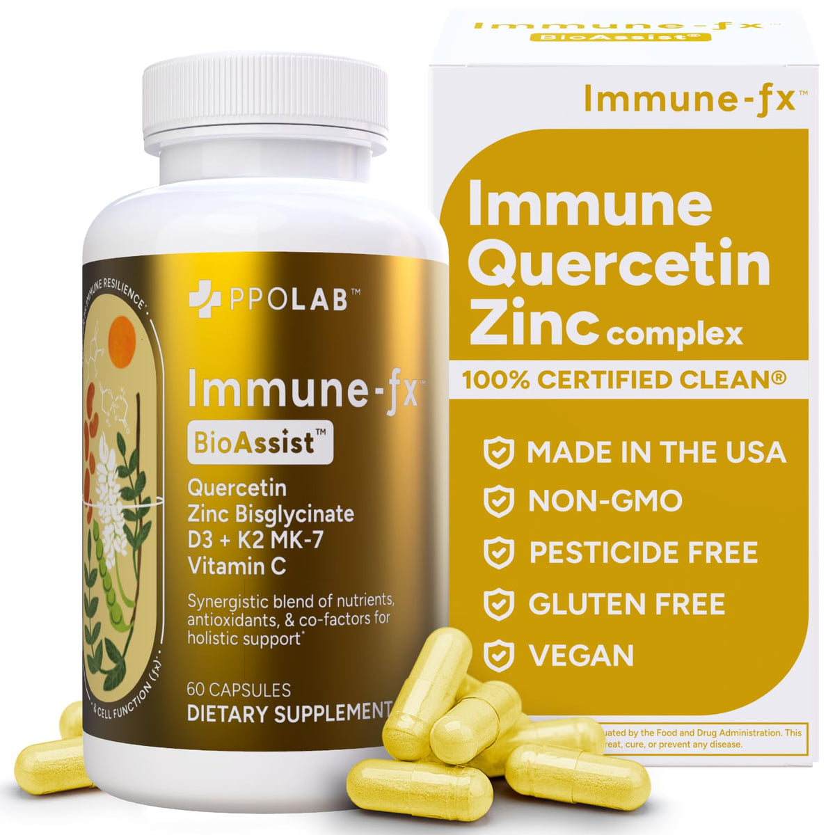 PPO Lab Immune-fx bottle front view emphasizing one-a-day immune support formula