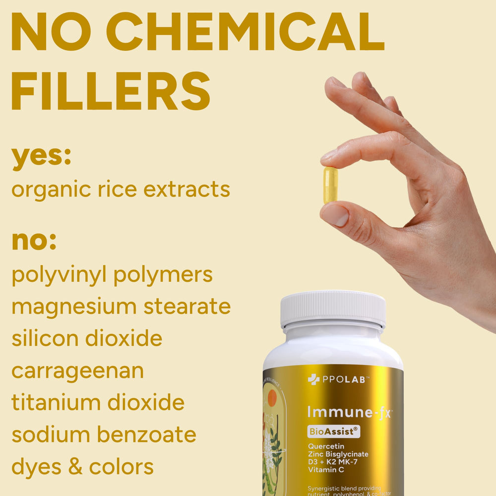 Ingredient panel showing zinc bisglycinate and quercetin for synergy