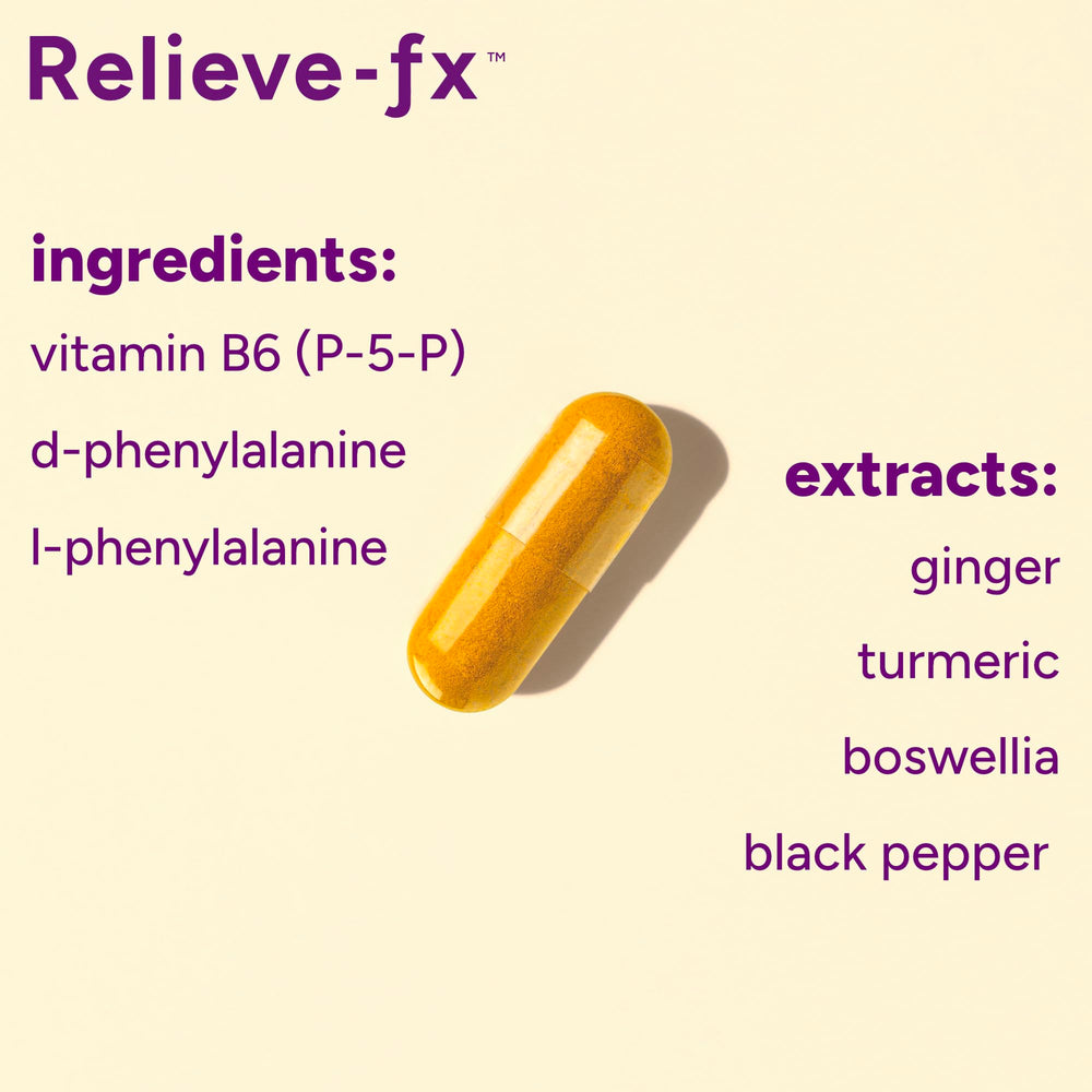Person taking a Relieve-fx capsule after a workout