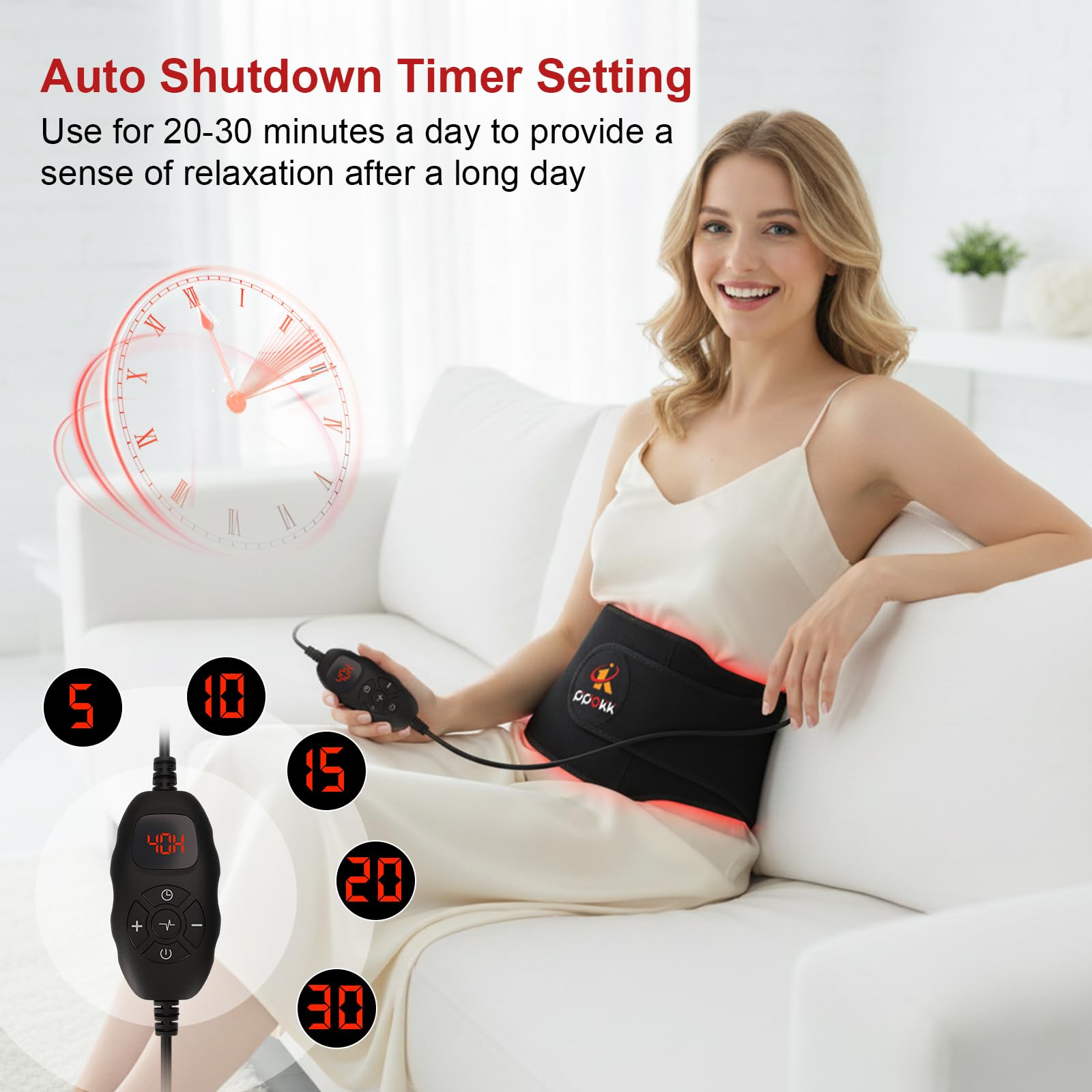 PPOKK portable belt worn at the waist enabling on-the-go relief