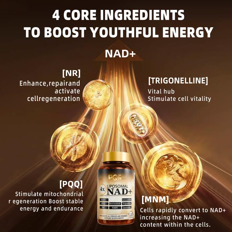 PQR NAD supplement transparent bottle demonstrates liposomal delivery for better absorption.