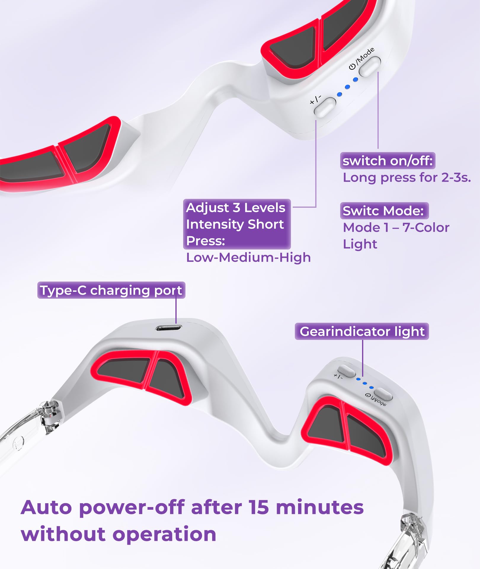 PQSNZ Eye 15-minute auto shutoff timer in use