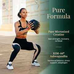 FemPower Creatine scoop in glass showing instant mixability