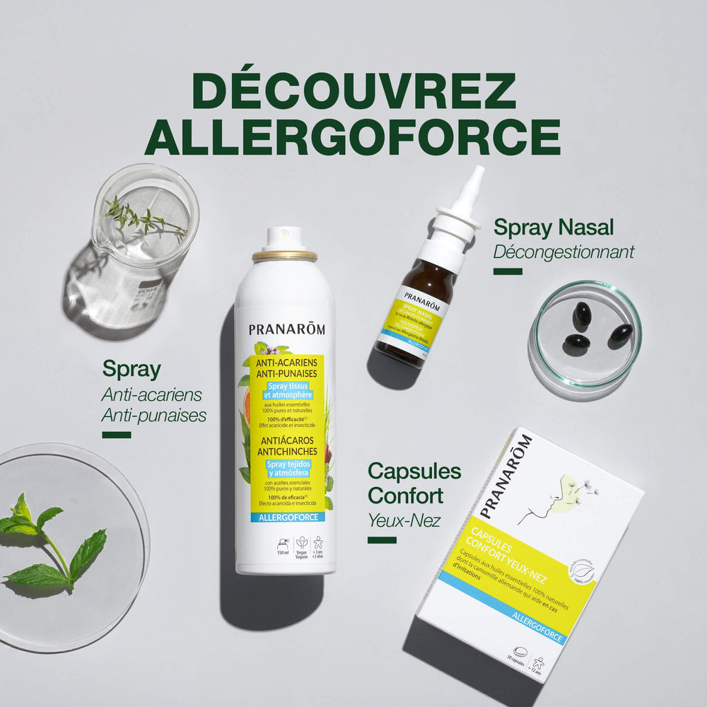Ingredients label highlights 100% natural essential oils.