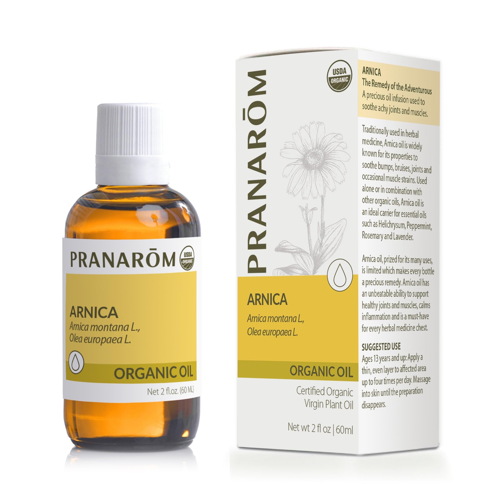 Pranarom Arnica Oil on a shelf with premium packaging