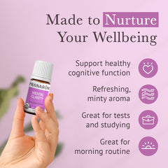 Pranarom Mental Clarity massage-oil application with carrier oil.
