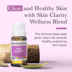 Pranarom Skin Clarity label shows ECOCERT and USDA organic certification.