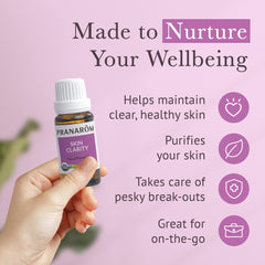 Pranarom Skin Clarity topically used with moisturizer for routines.