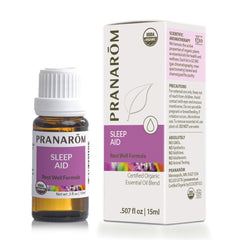 PRANAROM Sleep Aid bottle front showing lavender blend for calming diffusion