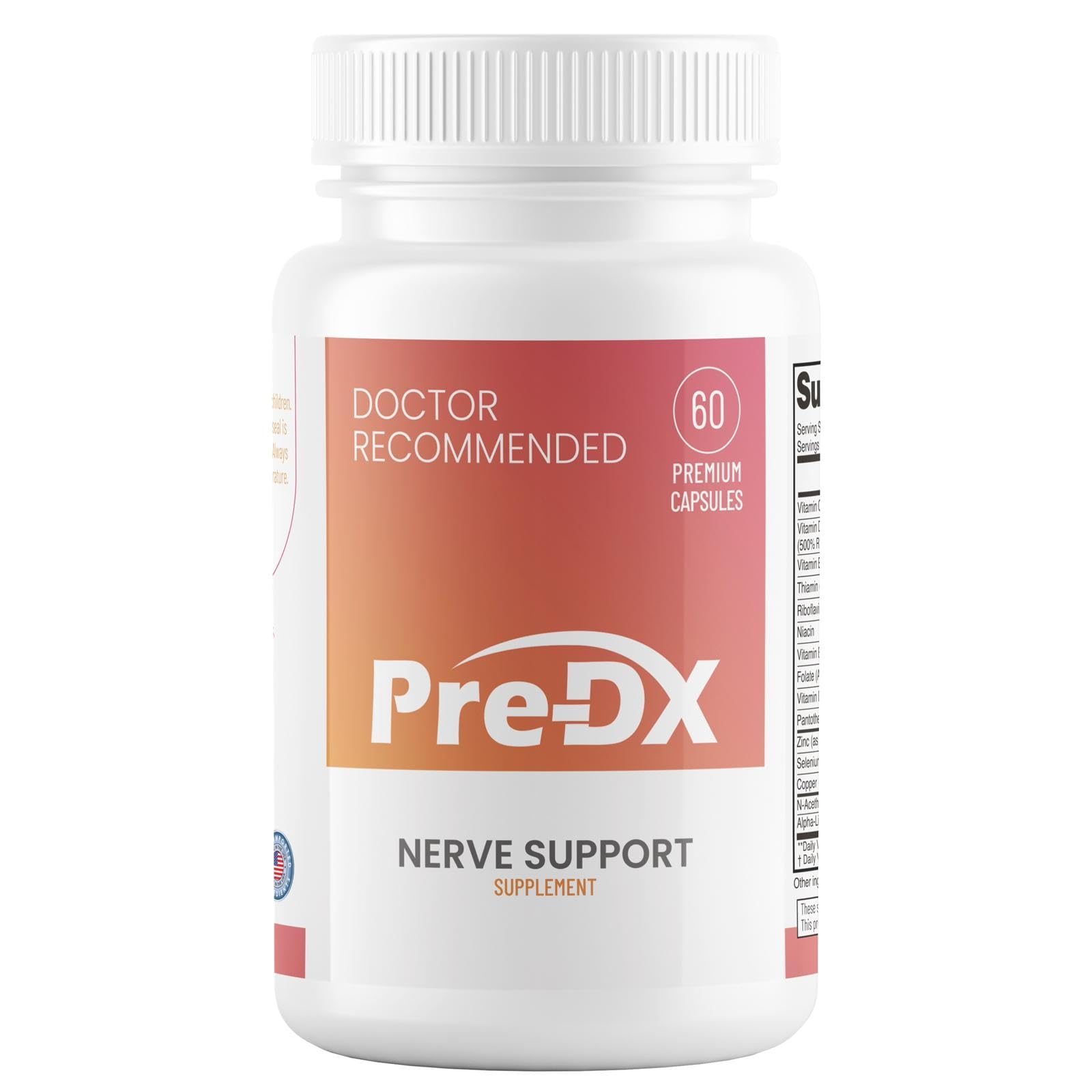 Pre-DX nerve-support bottle with capsules for daily resilience