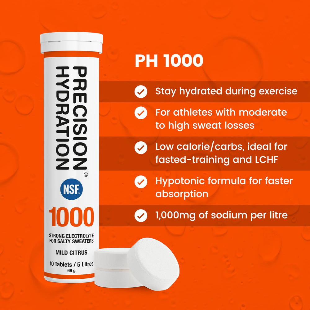 Precision Hydration tablets dissolving in water to deliver tailored sodium levels.