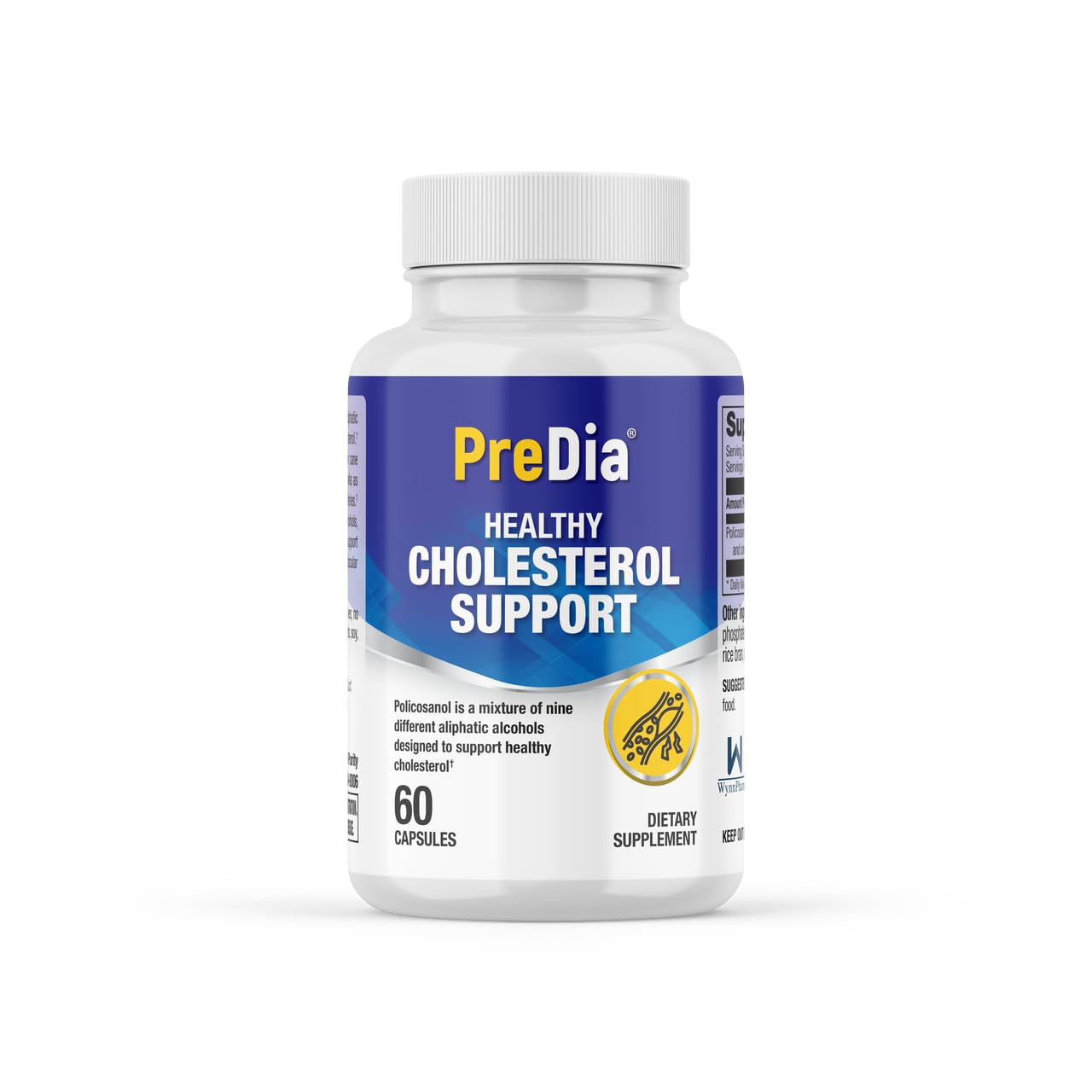 Predia Policosanol 20 mg bottle close up showing capsules for daily wellness